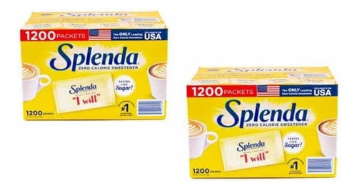 Splenda Zero Calorie Sweetener Like Sugar 1200 Packet 2 Box