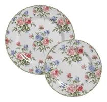 Comprar Prato Raso Sobremesa Estampa Romântica Flores Alleanza 12pç