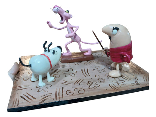 Diorama Figura Pantera Rosa Porcelana Fria Escena Del Perro