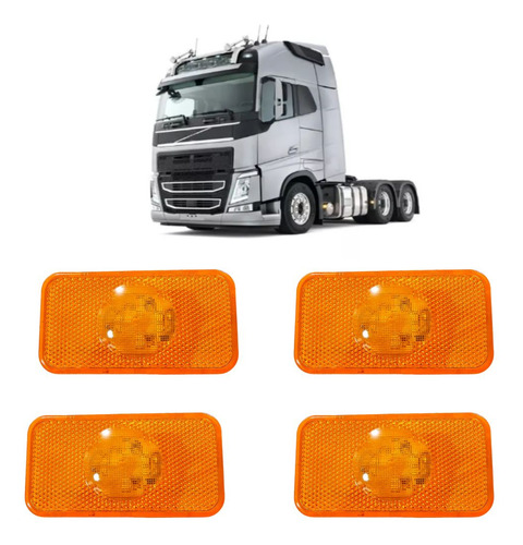 Kit Com 4 Lanternas Lateral Led Volvo Fh 24v - Delimitadora