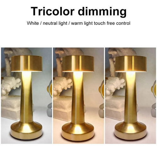 O Lámpara De Mesa Led Retro Recargable De Metal Táctil, 3