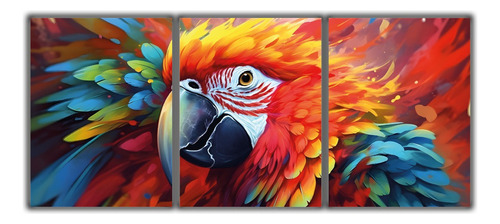 Cuadro Decorativo Tríptico Guacamaya Red