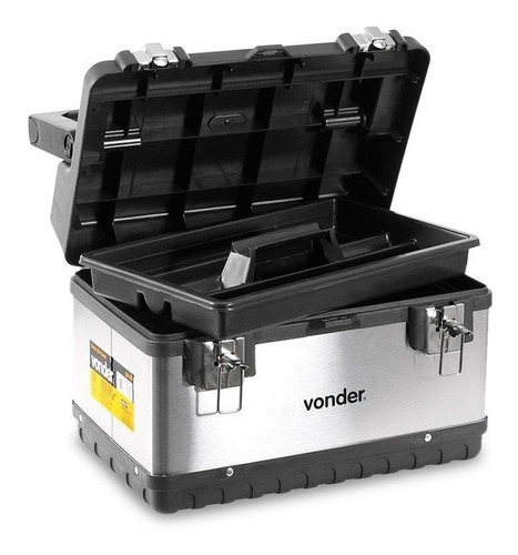 Imagem 2 de 2 de Caixa de ferramentas Vonder CBI 020 de metal 270mm x 375mm x 255mm prateado e preta