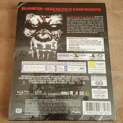 Blu-ray 3d + 2d + Dvd Planeta Dos Macacos O Confronto + Luva