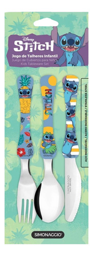 Talher Infantil Disney Aço Inox Colher Garfo Faca Simonaggio