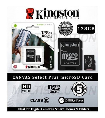 Memoria Kingston 128gb Canvas Select Plus C10 C/adapt.