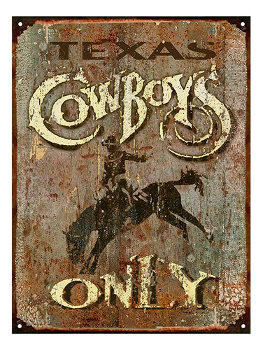 Cartel De Chapa Vintage Retro Texas Cowboys M320