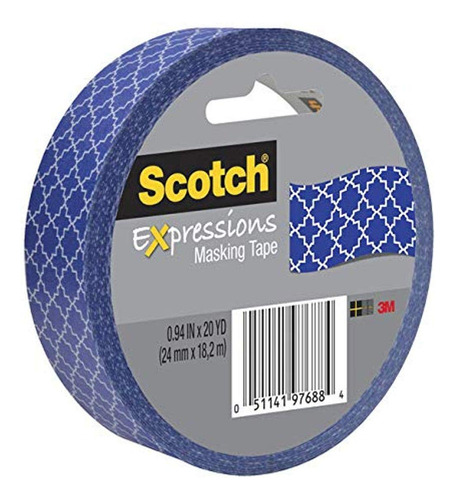 Scotchexpresin Tamao: .94 X 20yards Rosa & Azul Geomtrica Ex