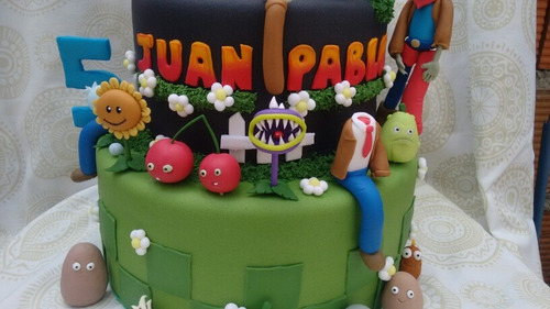Torta Falsa Plantas Vs Zombies En Porcelana Fria