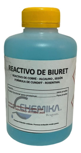 Biuret Reactivo 240ml Para La Deteccion De Proteinas