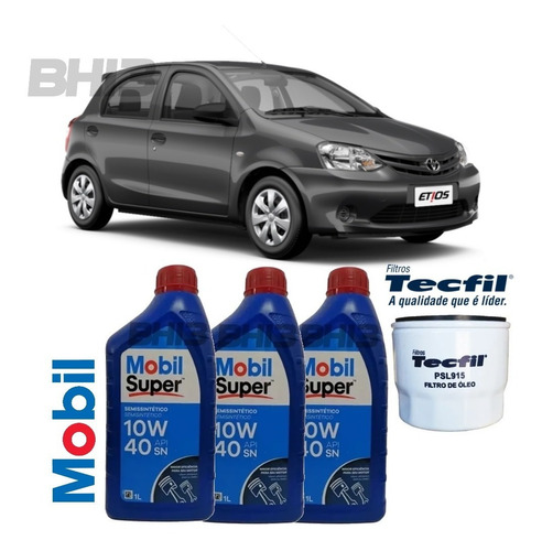 Kit Troca Óleo Mobil 10w40 Etios 1.3 1.5 2012 A 2015 Psl915