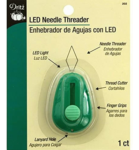 Dritz Enhebrador De Agujas Led 202 Con Cortador, Color Verde