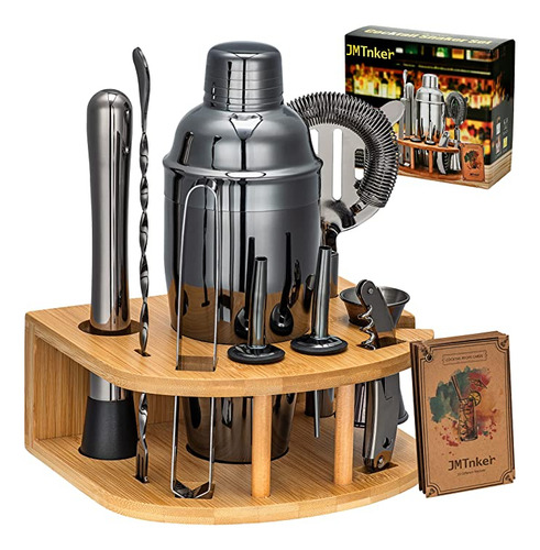 Kit De Barman Negro Con Soporte, Hermoso Juego De Coctele