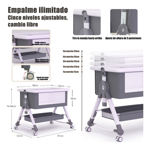Cuna Corral Para Bebes Cama Altura Regulable Con Mosquitero