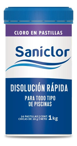 Pastillas Cloro Disolucion Rapida Saniclor Tubo 1kg 50x20gr