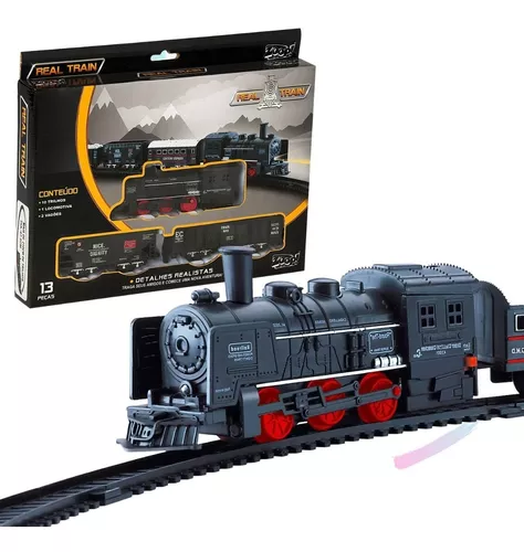 Trem Brinquedo Locomotiva Trenzinho Infantil Com 19 Peças - Escorrega o  Preço