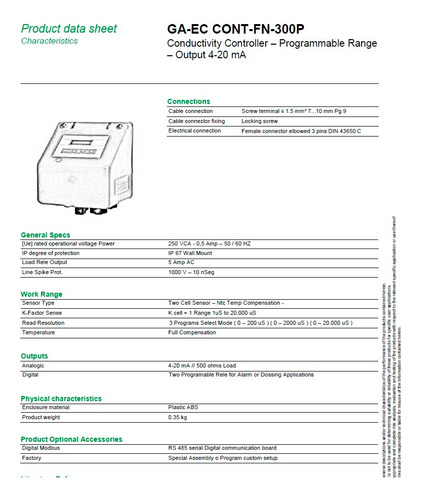 Controlador Industrial Orp Salida 4-20ma - Doble Salida Rele