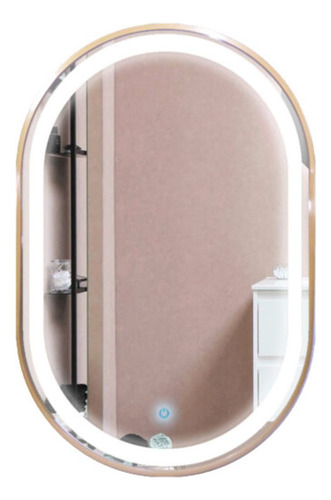 Espejo Led Touch Ovalado Dorado 90cm Goodwill marco plateado