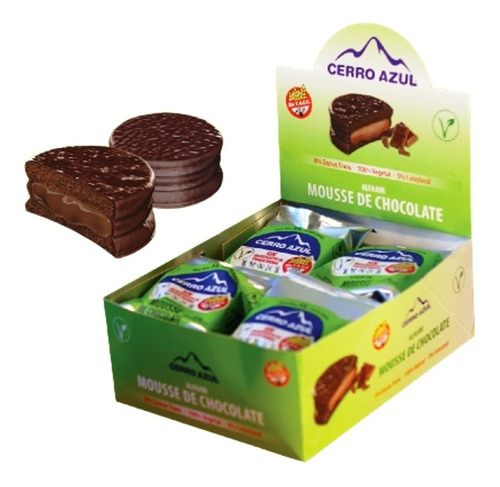 12 Alfajor Mousse Chocolate Vegano S/tacc Cerro Azul 660g Dw