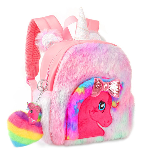 Lssagoon Mochila Felpa Unicornio Niñas, Linda Mochila Cuero