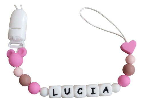Portachupetes Personalizados De Silicona Mickey Rosa