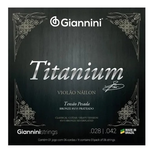 Encordoamento Para Violão Nylon Giannini Titanium Tensão Pesada