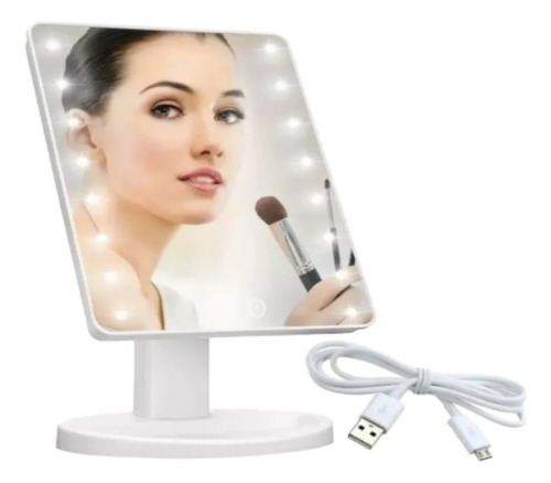 Espejo 16 Luz Led Tactil Maquillaje Usb Portatil Giratorio 