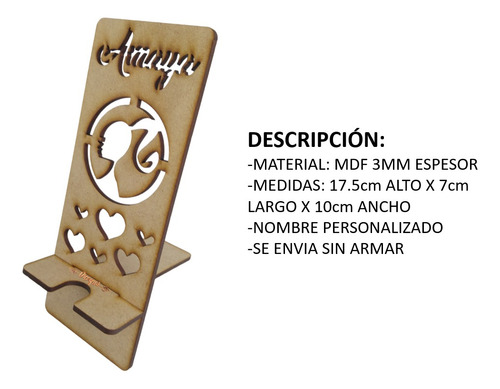Porta Celular Barbi Corte Mdf 3 Mm 50 Pzas