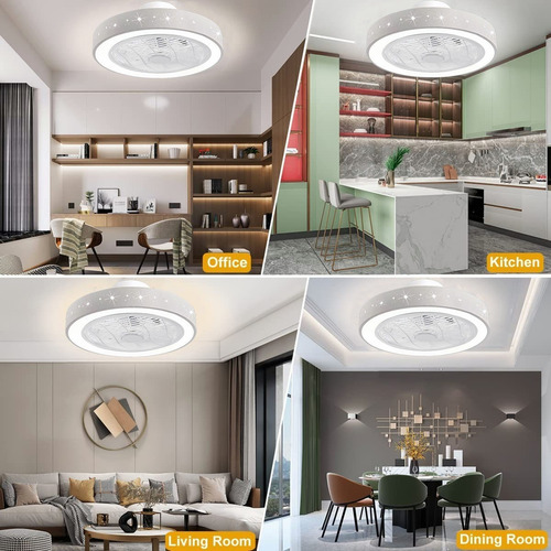 Ventilador De Techo Lampara Moderno, Tres Colores Dimmable