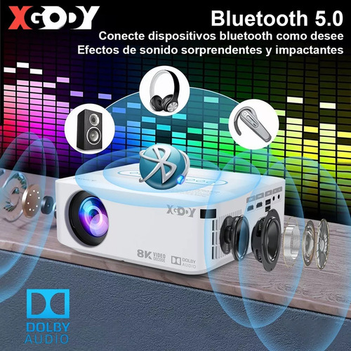Proyector Xgody Led Android Wifi 8k Fullhd 1080p 12000lumens