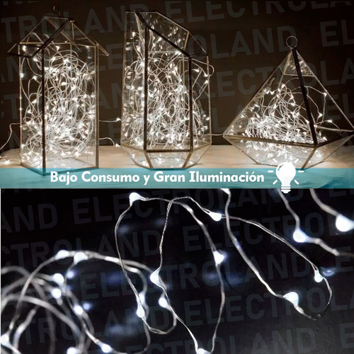Imagen 2 de 10 de Pack X 10 Luces Guirnalda 30led Alambre Tira A Pila Luz Fria