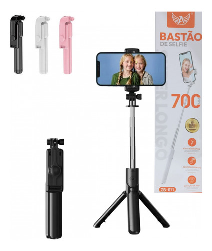 Bastão De Selfie Com Controle Remoto Bluetooth Altomex Zb011 Cor Rosa