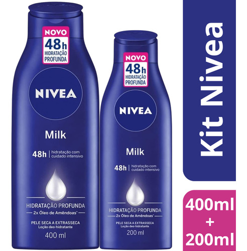 Kit Hidratante Nivea Milk Pele Seca A Extrasseca 400ml+200ml