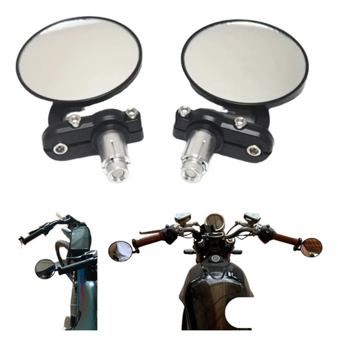 Espejo Moto Para Manillar Retro Vintage Bobber Scrambler X2