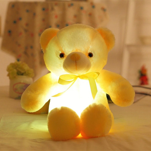 Oso De Peluche Suave Juguetes De Peluche Led Amarillo-30cm