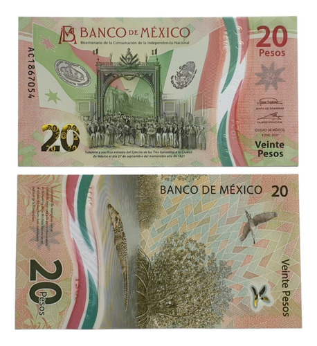 Billetes Mundiales : Mexico 20 Pesos 2021 Bicentenario Indep