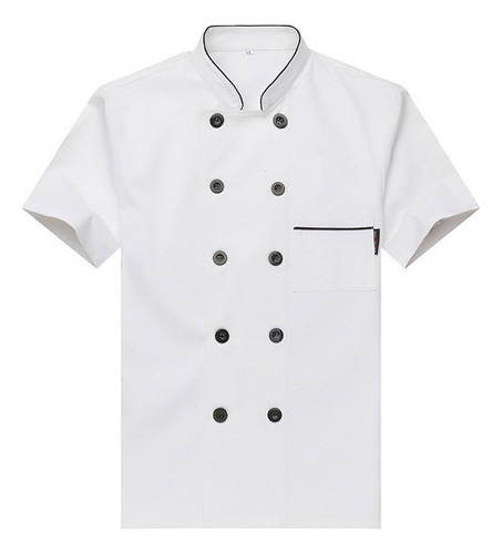 Uniforme De Chef De Color Liso Transpirable De Manga Corta