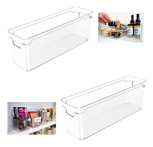 Kit 2x Organizador De Armários Cozinha Multiuso Clear Cor Transparente