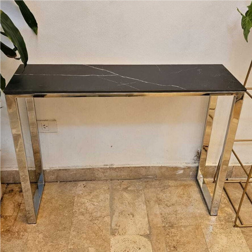 Recibidor Frías 100x30 Spl Negro Marquina Satin Base Cromo