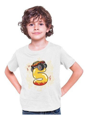 Playera De Cumpleaños Personalizada -para Niño-monster Truck