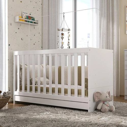 Berço 3 em 1 para Colchão 60 x 130cm vira sofá e minicama 3 anos de garantia Multimóveis Branco