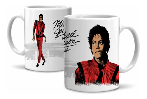 Kit 3 Canecas Michael Jackson Em Cerâmica 325ml Branco
