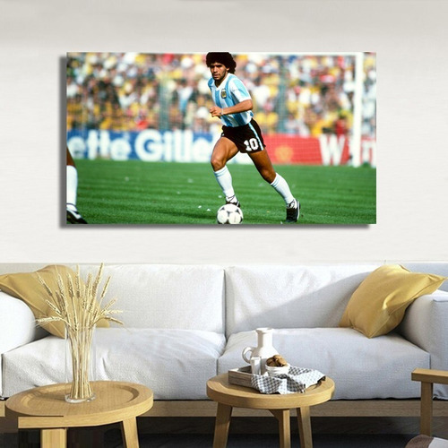 Cuadro Decorativo Moderno 90x50 Maradona Copa Del Mundo 1