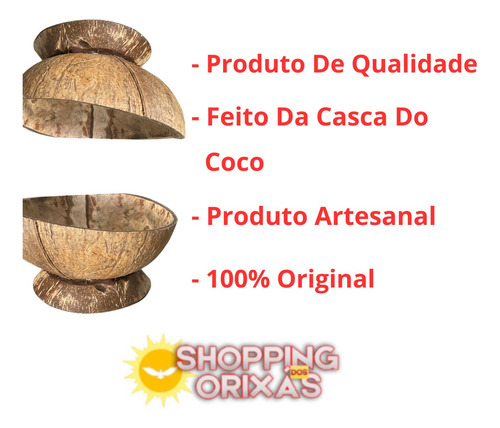 Cuia Coité De Coco Natural Com Suporte Umbanda Candomblé