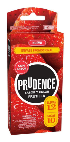 Prudence Frutilla Preservativo De Látex Lubricado 12 Unidade