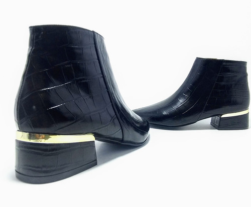 Lone Ranger Black Botin Puntal Con Tacon Cromado