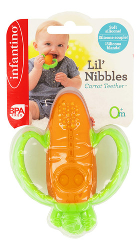 Infantino Good Bites - Mordedor De Zanahoria Con Textura Color Anaranjado Y Verde