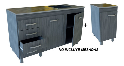 Mueble Bajo Mesada 1.60 M. Premium Cajon Correderas Modulos