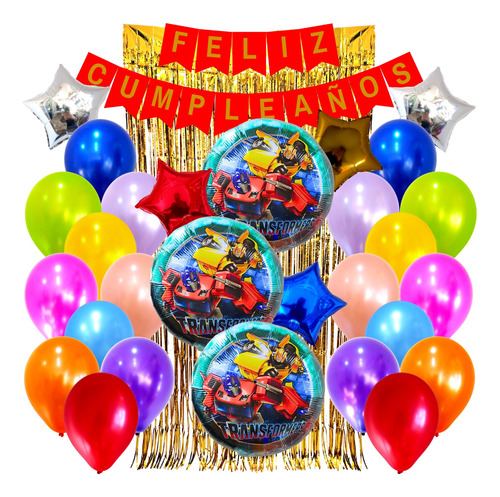 Combo Kit Deco Fiesta Globos Transformers N°1