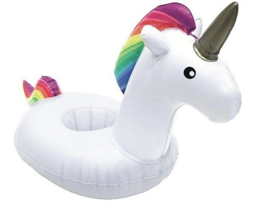 Flotador Inflable Porta Vaso Unicornio Topper Rainbow Color